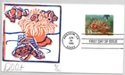 #3320 AQUARIUM FISH, CLOWN FISH STAMP, CURTIS BLOCK PRINT ARTWORK FDC *20 MADE!