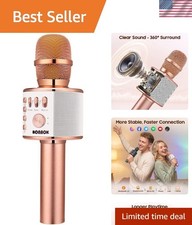 Elegant Rose Gold Wireless Karaoke Microphone - Mic, Speaker Recorder