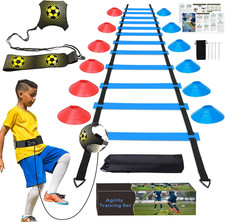 Soccer Speed Agility Training Set - 20FT Agility Ladder 12/16 Sports Cones and S