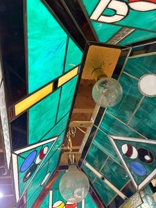 Vintage Classic  Stained Glass Billiards Pool Table Wired Ceiling Light