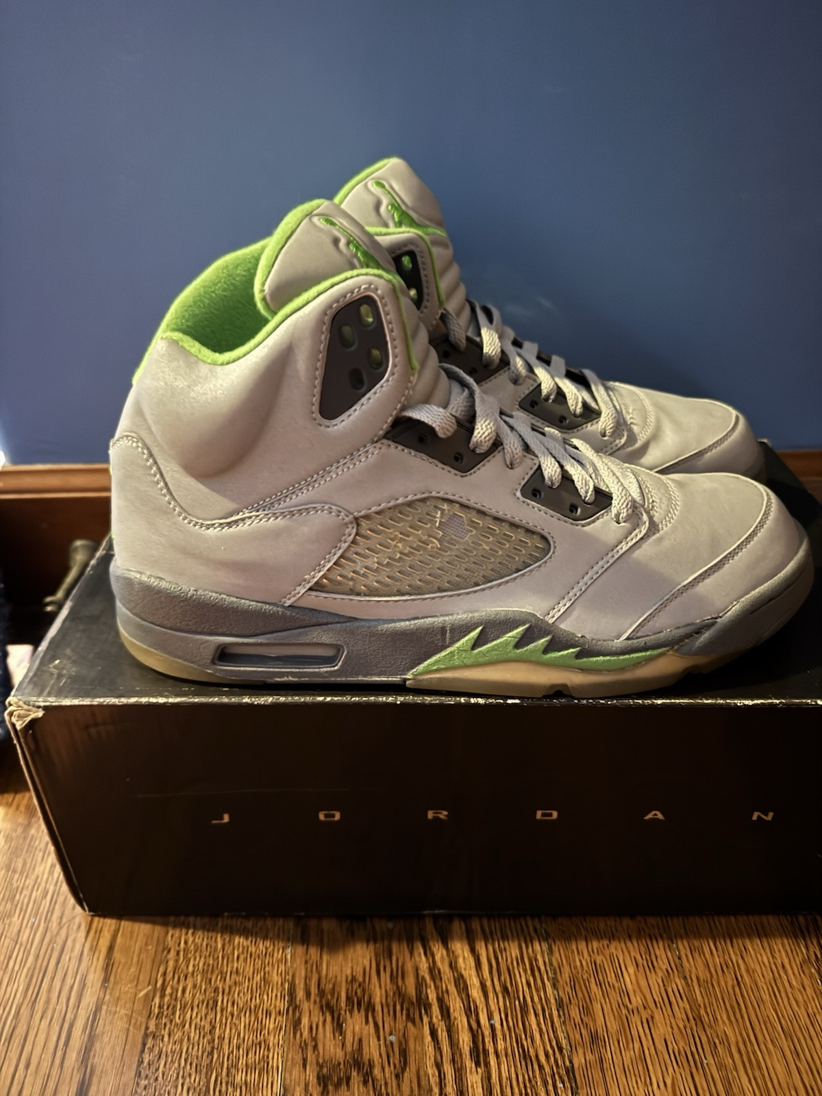 Nike Air Jordan 5 Retro Green Bean Flint Grey Mens Sneakers 136027 031