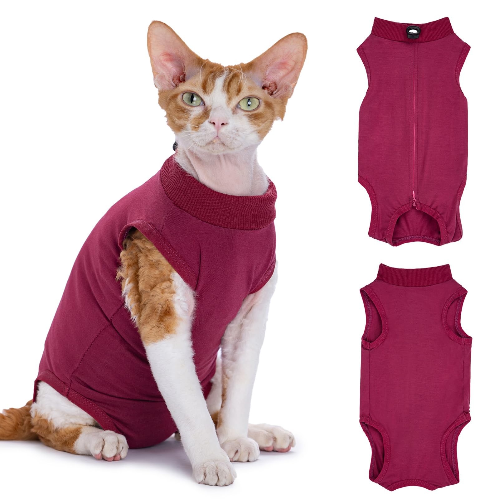 Combinaison pour chat post-opératoire rose poudré pour un rétablissement à la maison