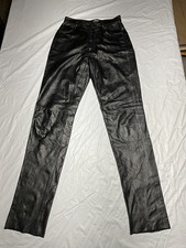 Vintage Wilsons Maxima 90s Straight Leg Black Leather Pants Women's Size 6