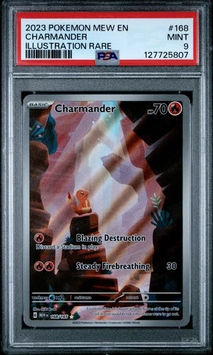 2023 POKEMON MEW EN-151 ILLUSTRATION RARE #168 CHARMANDER PSA 9