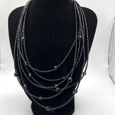 Beautiful Vintage Black Crystal Multi Layered Victorian Necklace