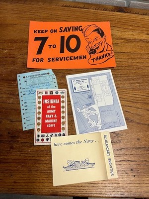 Vintage WWII Era US Navy Ephemera Homefront Window Sign Training Bronx Map ++