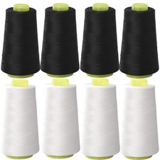 Black  White Sewing Thread, 8PCS 40S/2 3000 Yard Spool Serger Thread, All Pu...
