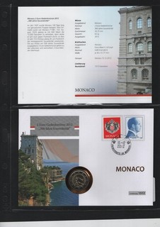 Monaco Numisbrief 500 Jahre Souveränität mit entsprechender Münze.