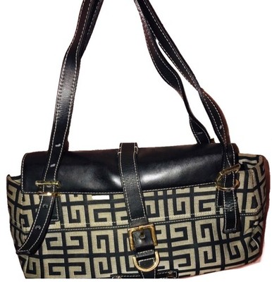 Givenchy Black Grays  Monogram Cloth Shoulder Bag.