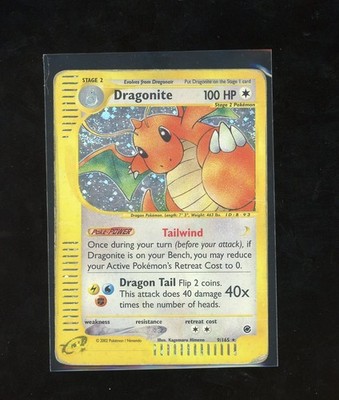 HUGE SWIRL 2002 Expedition Dragonite Holo Foil Rare 9/165 E-Reader WOTC Pokemon