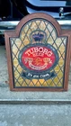 Vintage Tuborg Beer Lighted Plastic Stained Glass Style Bar Sign 15x19" VGC