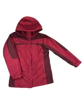 Columbia Coat Mens Large Red Waterproof Detachable Hood Zip Snap Pockets