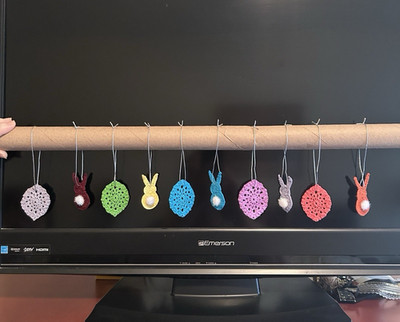 Crocheted Handmade Easter Egg & Rabbit Ornaments -Set of 10- FREE SHIP