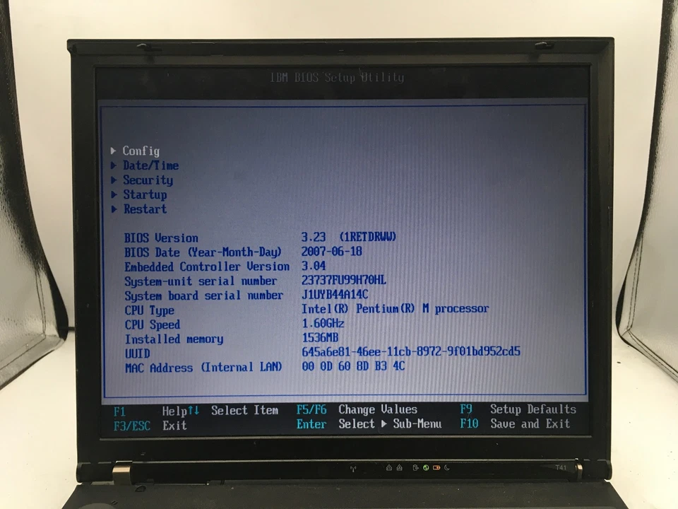 IBM THINKPAD TYPE T41 - BOOTS TO BIOS- INTEL PENTIUM M  - 1.5GB RAM - READ -- BB - Image 2 of 4