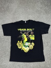 Usain Bolt Shirt Mens XL Black Graphic The Fastest Man Alive Olympic Jamaica Tee