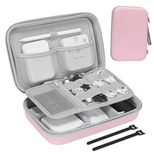 Hard Travel Electronic Organizer Case Large - 9.9 x 6.3 x 2.6 Inch Rosegold