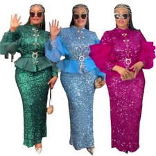 African Women Long Dress Abaya Oversize Dashiki Bodycon Kaftan Evening Ball Gown