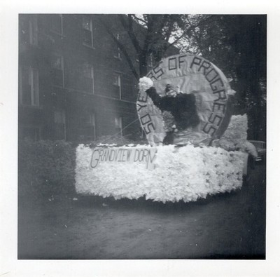 Creepy Odd Strange ''Grandview Dorm'' Parade Float Original Vtg Photo Snapshot BW