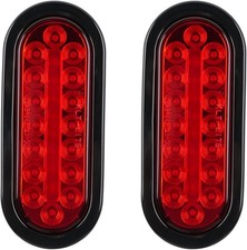 2Pcs 6" Oval LED Red Tail Trailer Light 24LEDs, IP65 Waterproof, Stop Brake Turn