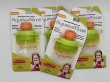 Food Pouches Squeez'Ems X4 Child Reusable Pouches. School Lunch Supplies Toddler