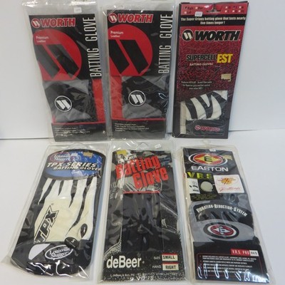 Batting Gloves Size SMALL  Right  Lot Of 6 VARIOUS BRANDS  NEW AS PICTURED ADULT