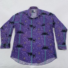 Vintage 1980-90  s WRANGLER Western Shirt Purple Cowboy Cut 17 x 35 X-Long Tail