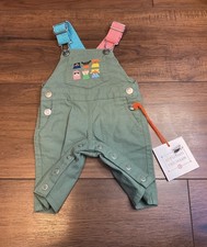 christian robinson neutral denim button overalls Newborn NWT side Snaps