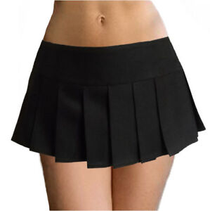 Black Solid Schoolgirl Pleated Micro Mini Skirt 9 12 Long Glenelg Ebay