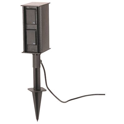 Steckdosensäule mit Erdspiess IP44 Aluminium 4 Steckdosen  Albert