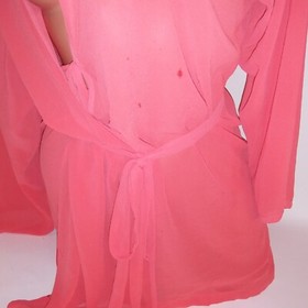 Vintage Victoria Secret Robe Kimono One Size Sexy Orange Sheer Tie Waist 2000