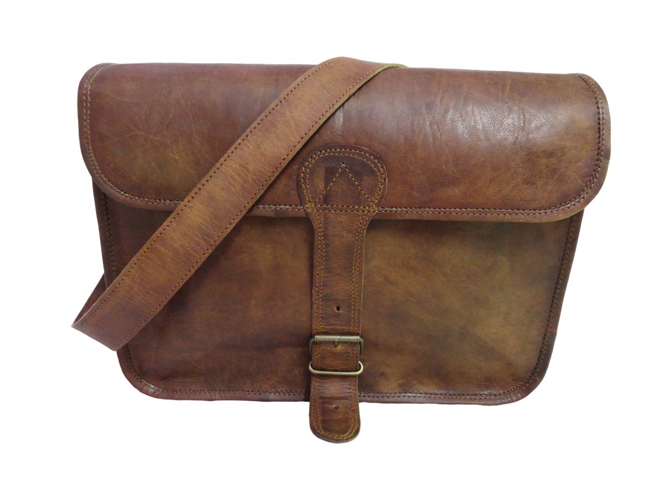 14 In Leather Messenger Bag Office Laptop Satchel School Crossbody Shoulder Bags