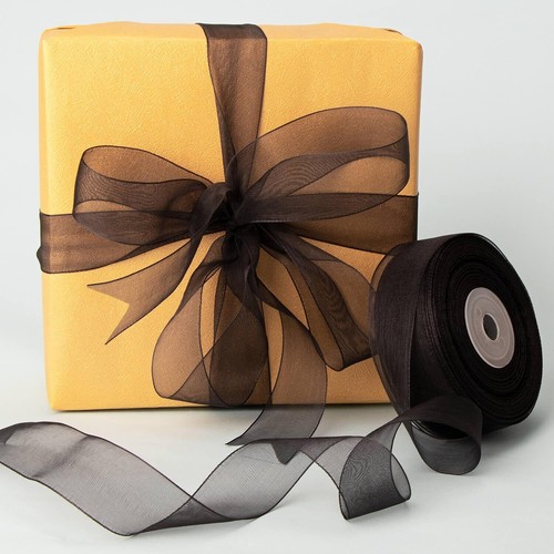 Black Sheer Chiffon Ribbon Organza Ribbon for Crafts and Gift Wrapping 1 Inch... - Picture 5 of 6