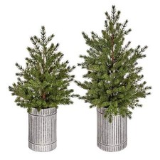 Artifical Spuce Tree in Galvanized Metal Pot