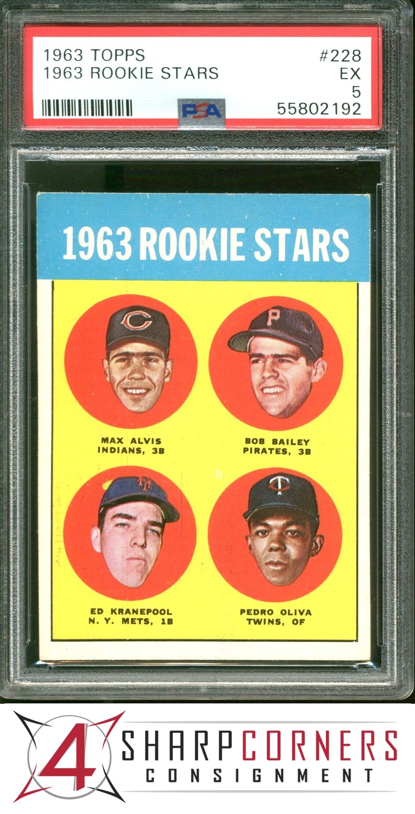 1963 TOPPS #228 ED KRANEPOOL-TONY OLIVA RC PSA 5