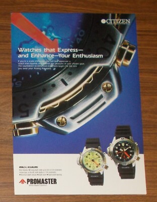 Seltene Werbung vintage Citizen Promaster ANALAOG AQUALAND Taucheruhr 1993