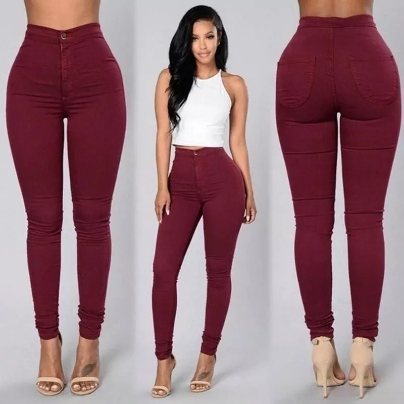 Pants De Mujer Pantalones de moda Cintura alta Vaqueros Ropa Pantalon  delgado