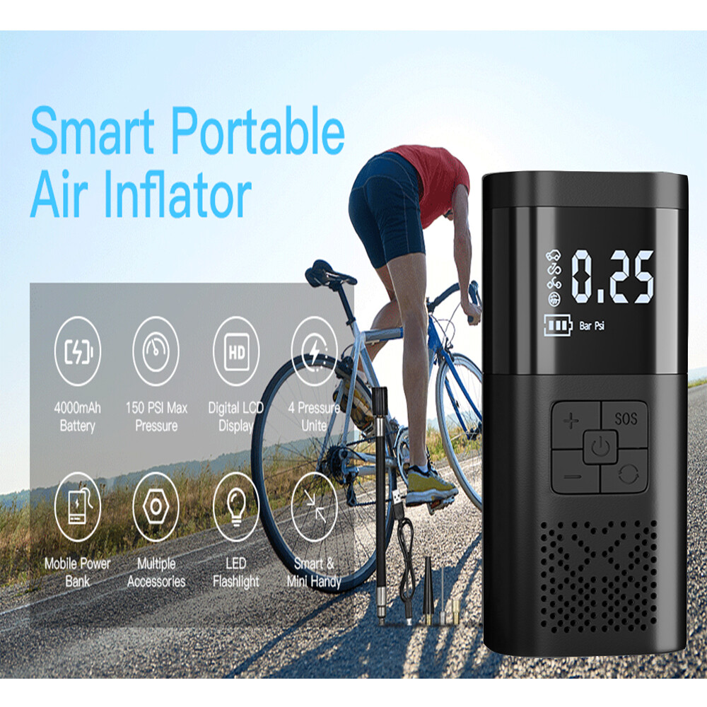 Cordless Digital Car Tyre Inflator USB Rechargeable Tire Air Compressor