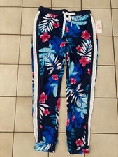 NWT Women  s SECRET TREASURES Blue Tropical Lounge Pajama Jogger Pants Sz S 4-6 