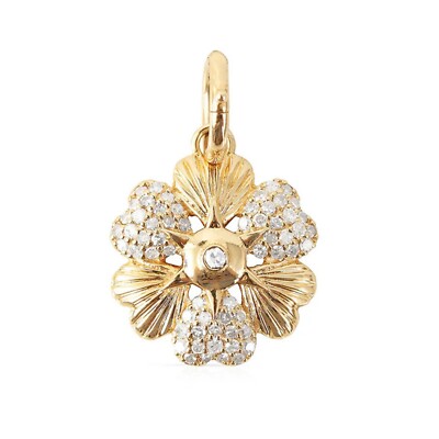14k Gold Diamond Handmade Clover Charm Pendant Jewelry