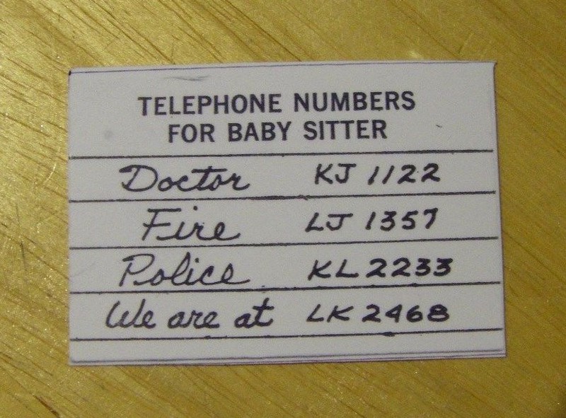 Vintage Barbie Doll Baby-Sits #953 REPRO Contact List Certificate only NM 
