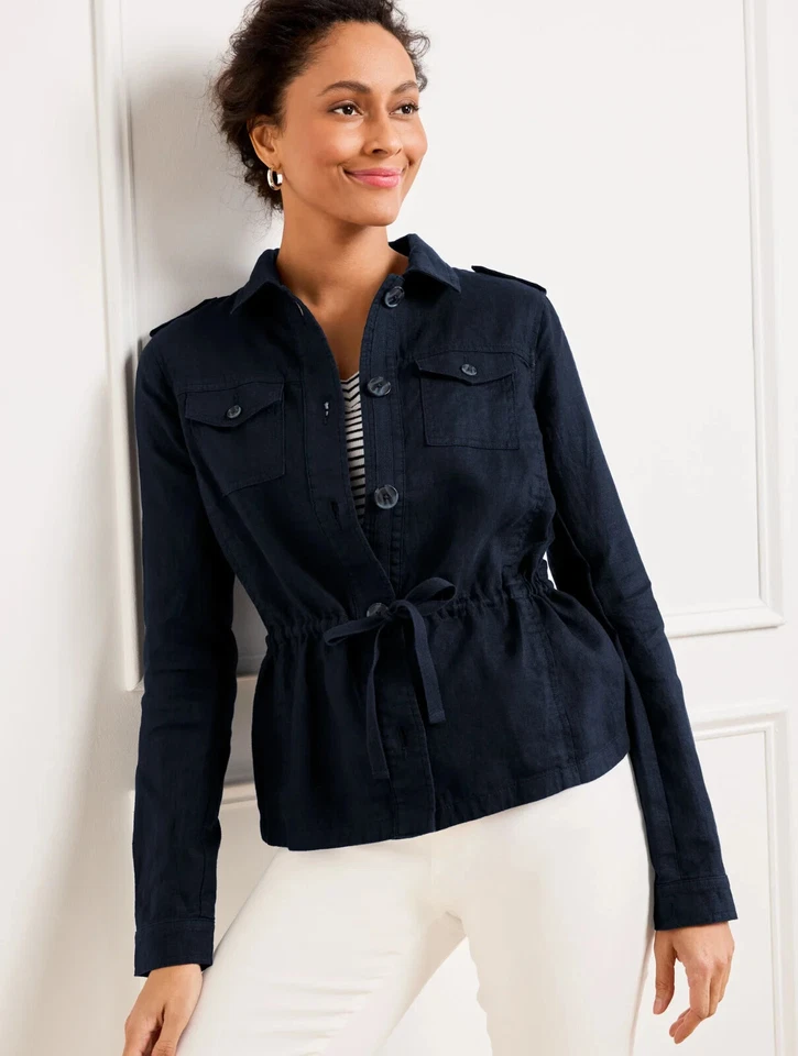 Washed Linen Shirt Jacket at Talbots, NWT $159 color WHITE - Image 2 of 3