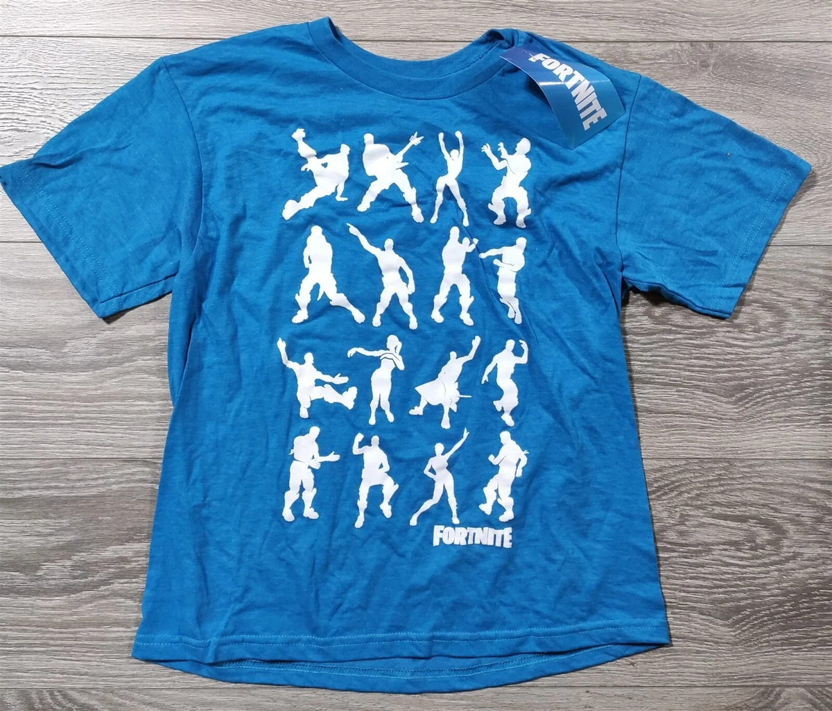 Fortnite Shirt Kids Large 10 12 Blue Emotes Fun Novelty Tee T