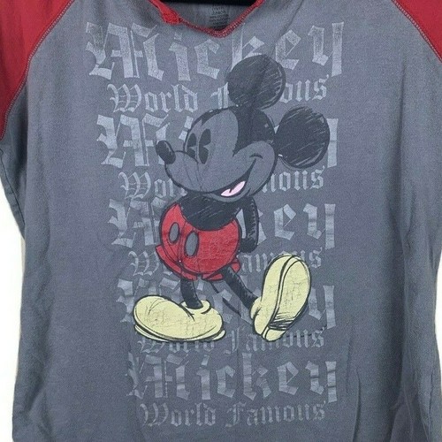 MICKEY MOUSE DISNEY STORE da Donna T-Shirt Rosso Grigio World Famous Junior  Taglia XL | eBay