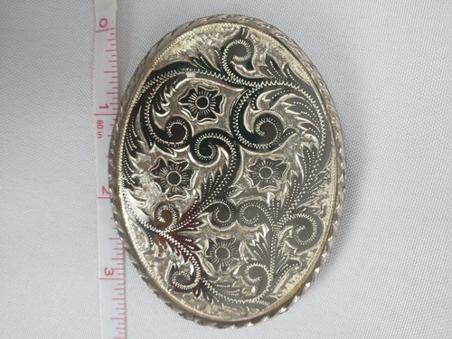 Boucle de ceinture, motif floral argent/noir, W USA - Photo 5/6