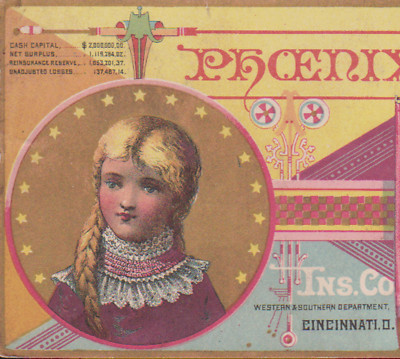 PHOENIX INSURANCE CO of HARTFORD CT TRADE CARD,with a CAPITAL of 2 MILLION  X858