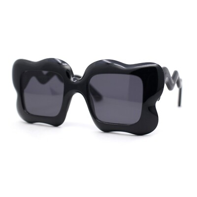 Bubbly Hazy Cloud Shape Rectangle Funky Runway Sunglasses | eBay