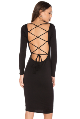 knee length dresses for ladies Black Halter Neck Mesh Midi Dress With Open Back main image 0