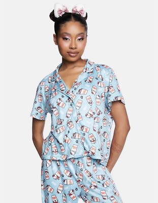 Hello Kitty Sanrio X Nissin Cup Noodles Blue Pants Pajamas Lounge Set Sz 3XL NWT