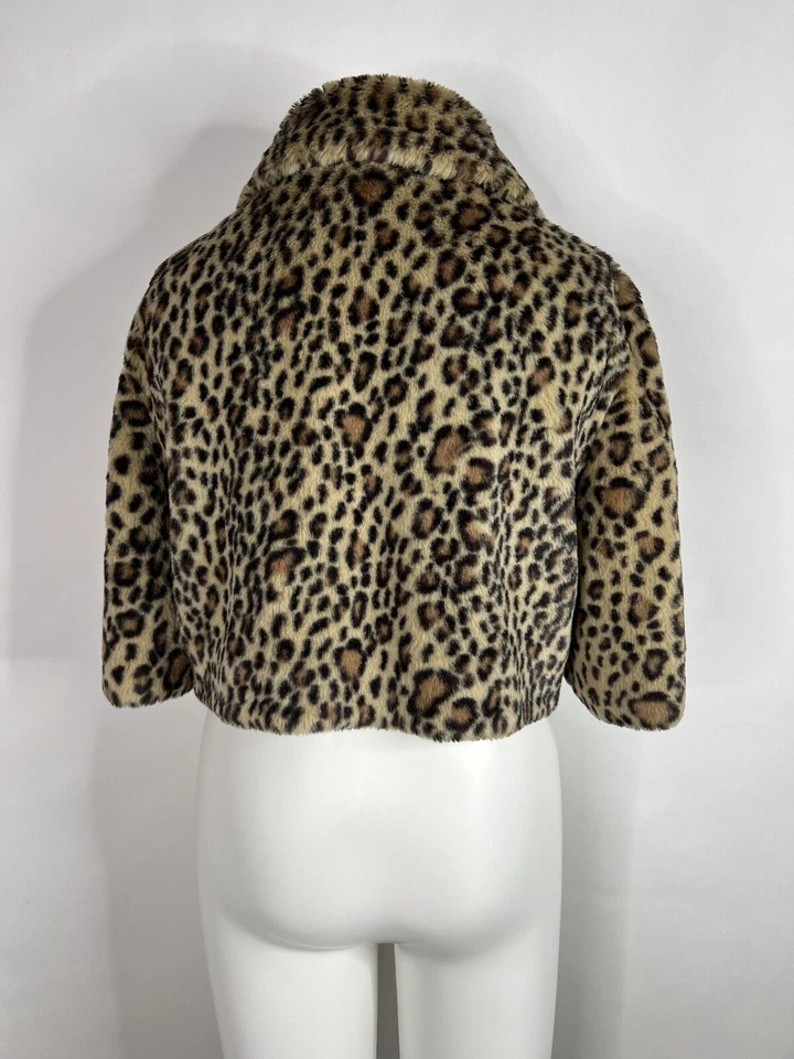 Vtg MOSCHINO CHEAP & CHIC CROPPED LEOPARD PRINT FAUX FUR JACKET 46 L - Image 4 of 4