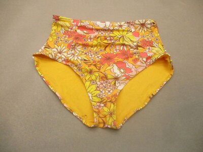 ADORE ME Size 1X Womens Yellow Stretch Hi-Waisted Hipster Bikini Bottom  7S